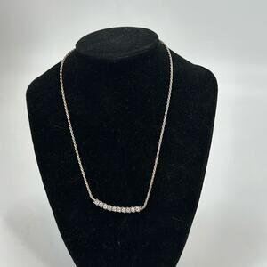 Sterling silver bar cubic zirconia encrusted necklace